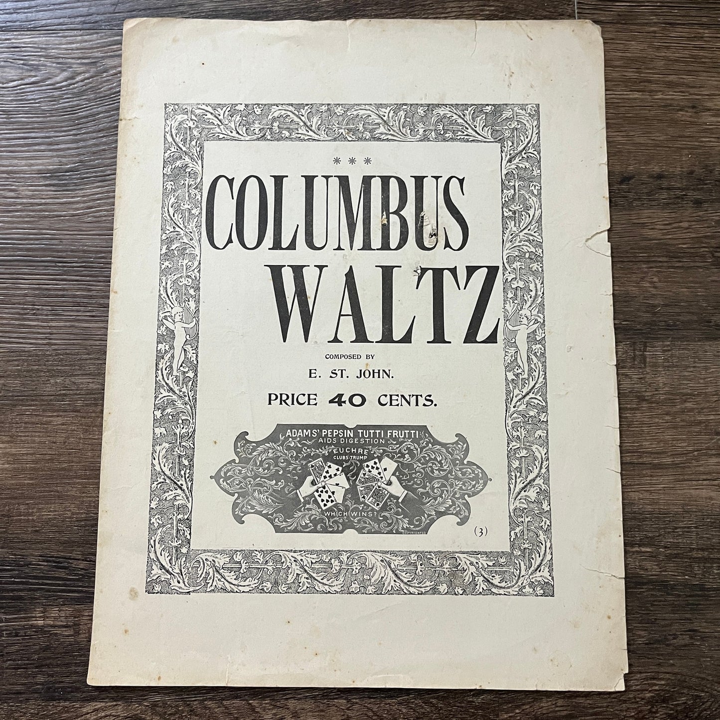 Columbus Waltz Composed by E. St. John 1893 Sheet Music V33-4