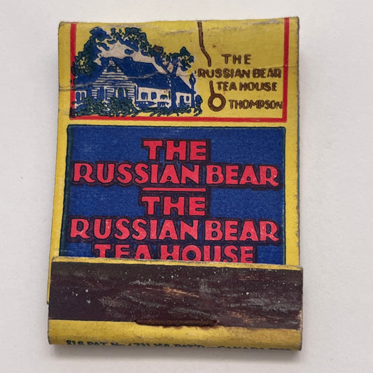 The Russian Bear Boston, Russian Bear Tea House Thompson CT Matchbook TB8-MB-7