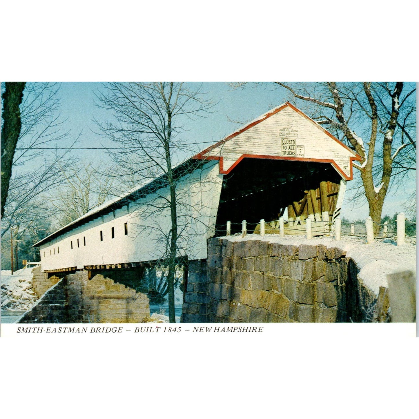 Smith-Eastman Bridge White Mountains NH Vintage Covered Bridge Postcard PC13