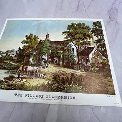 The Village Blacksmith Currier & Ives Lithograph 9x12" Art Print V22