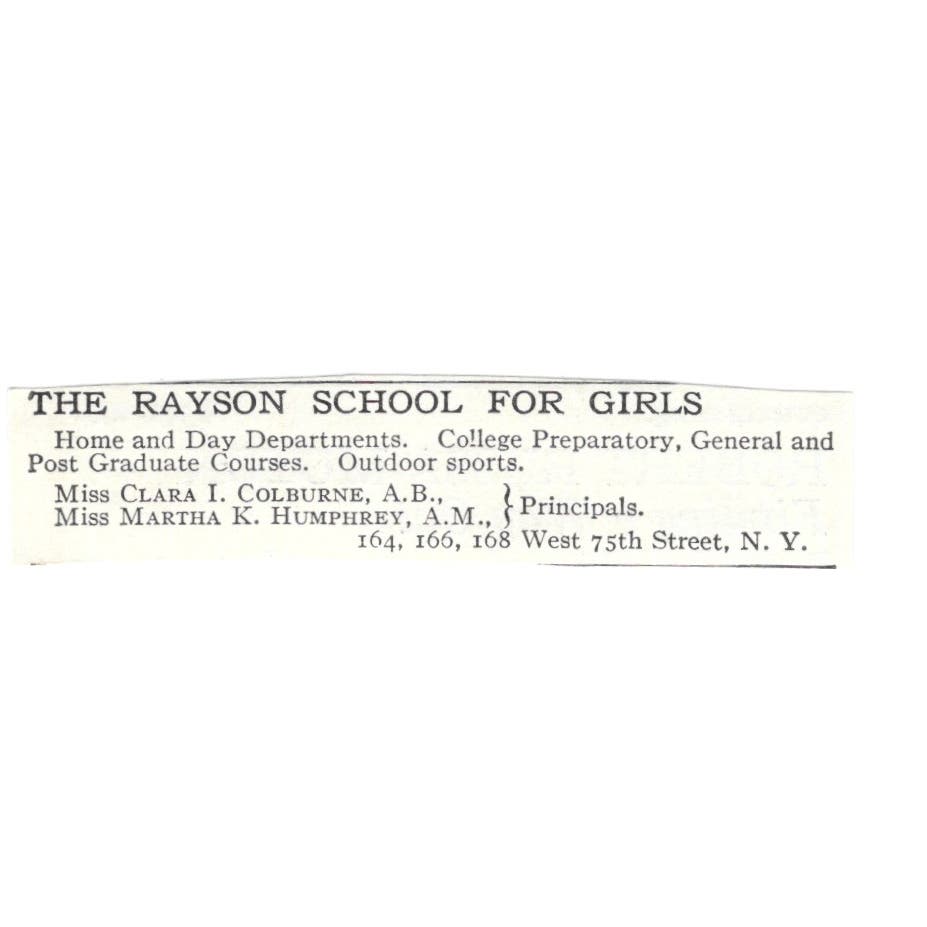Rayson School Clara I. Colburne Martha K. Humphrey c1918 Advertisement AE5-SA7