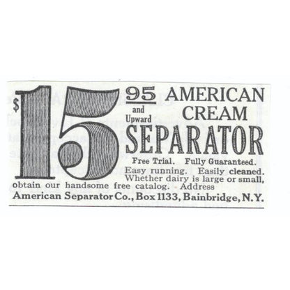American Cream Separator Co Bainbridge NY 1913 Magazine Advertisement AE7-N8
