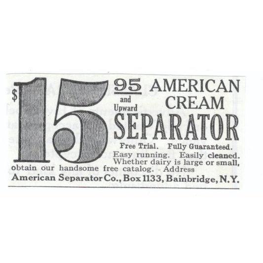 American Cream Separator Co Bainbridge NY 1913 Magazine Advertisement AE7-N8