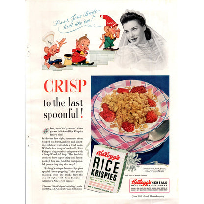 Rice Krispies Cereal Snap Crackle Pop 1941 Vintage Magazine Ad D10