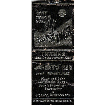 Journey's Bar and Bowling Marg & John Larkowaki Colby WI Matchbook Cover SE5-Y1