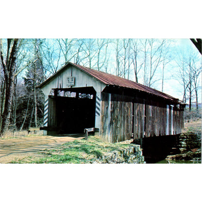 Licking County Johny Little Bridge #7 Fallsburg OH Covered Bridge Postcard PB12