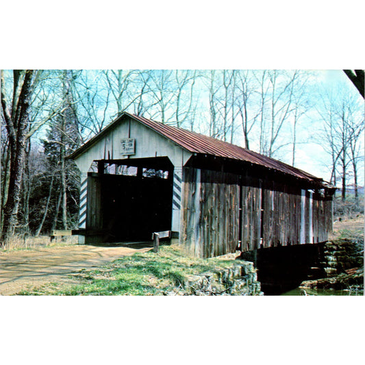 Licking County Johny Little Bridge #7 Fallsburg OH Covered Bridge Postcard PB12