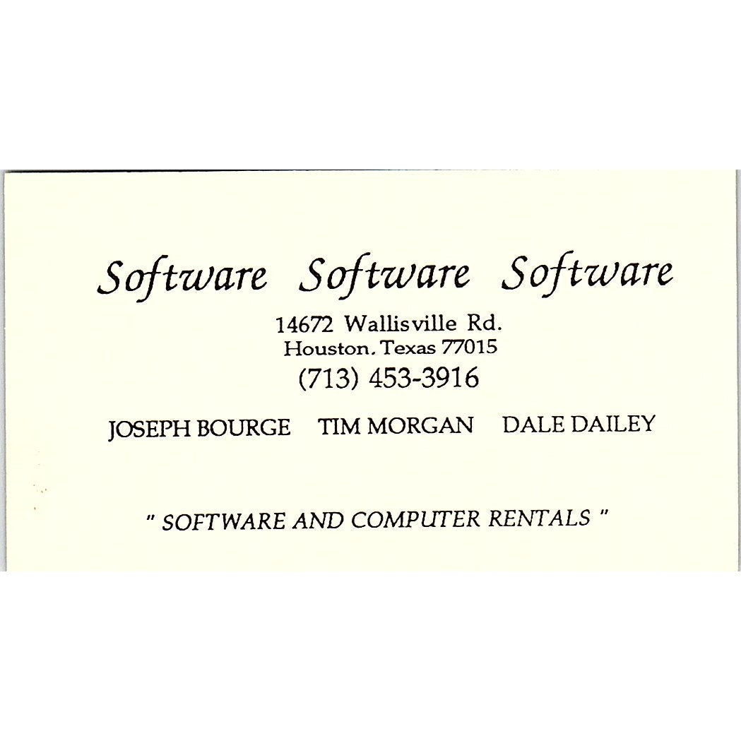 Joseph Bourge Tim Morgan Dale Dailey Software Houston Business Card SD9-B2