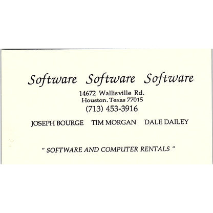 Joseph Bourge Tim Morgan Dale Dailey Software Houston Business Card SD9-B2