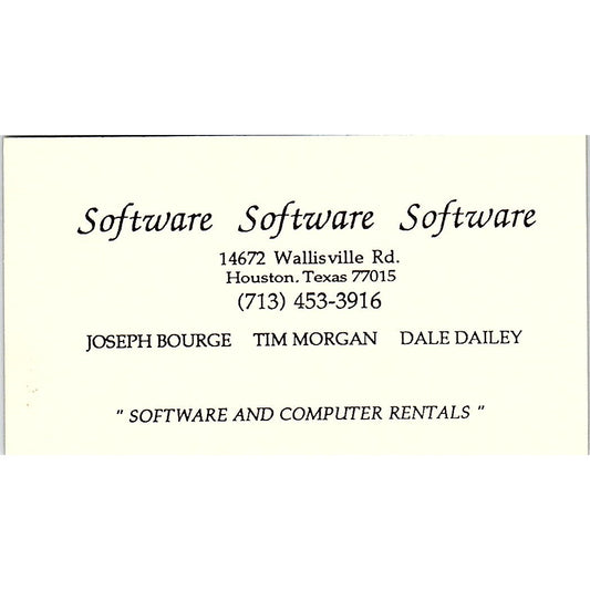 Joseph Bourge Tim Morgan Dale Dailey Software Houston Business Card SD9-B2
