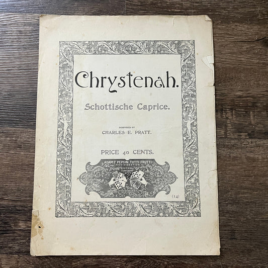 Chrystenah Schottische Caprice Charles A Pratt 1899 Sheet Music V33-4