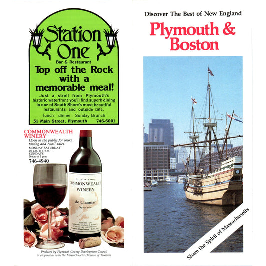 Vintage Discover The Best of Plymouth & Boston MA Travel Brochure TH2-O1