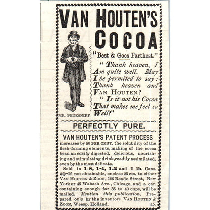 Van Houten's Cocoa Van Houten & Zune Weesp Holland c1890 Victorian Ad AE8-CH6