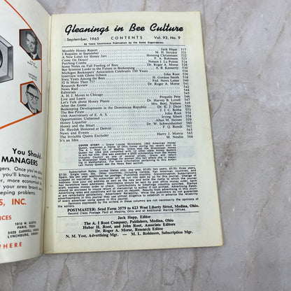 1965 Sept Gleanings in Bee Culture Magazine Bees Beekeeping Honey TD7