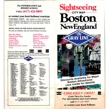 Vintage The Gray Line Sightseeing Boston Fold Out Map & Travel Brochure TH2-O1