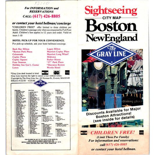 Vintage The Gray Line Sightseeing Boston Fold Out Map & Travel Brochure TH2-O1