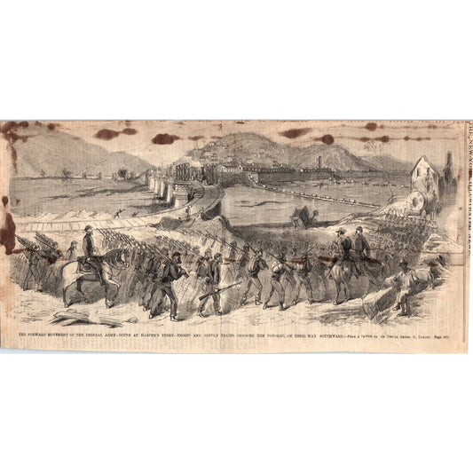 Federal Army Movement at Harpers Ferry Original 1863 Civil War Engraving C104