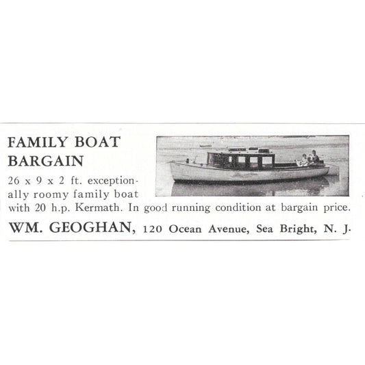 Wm. Geoghan Family Boat Bargain Ocean Avenue Sea Bright NJ 1932 Ad AG2-M20