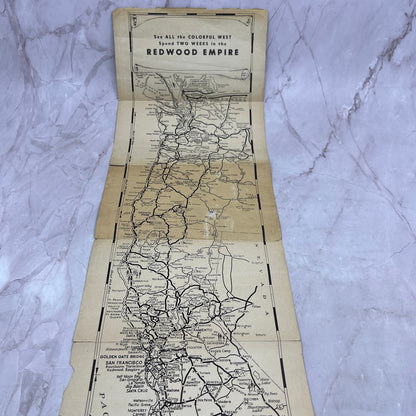 1946 Redwood Empire California Fold Out Travel Brochure & Map TH9-CB