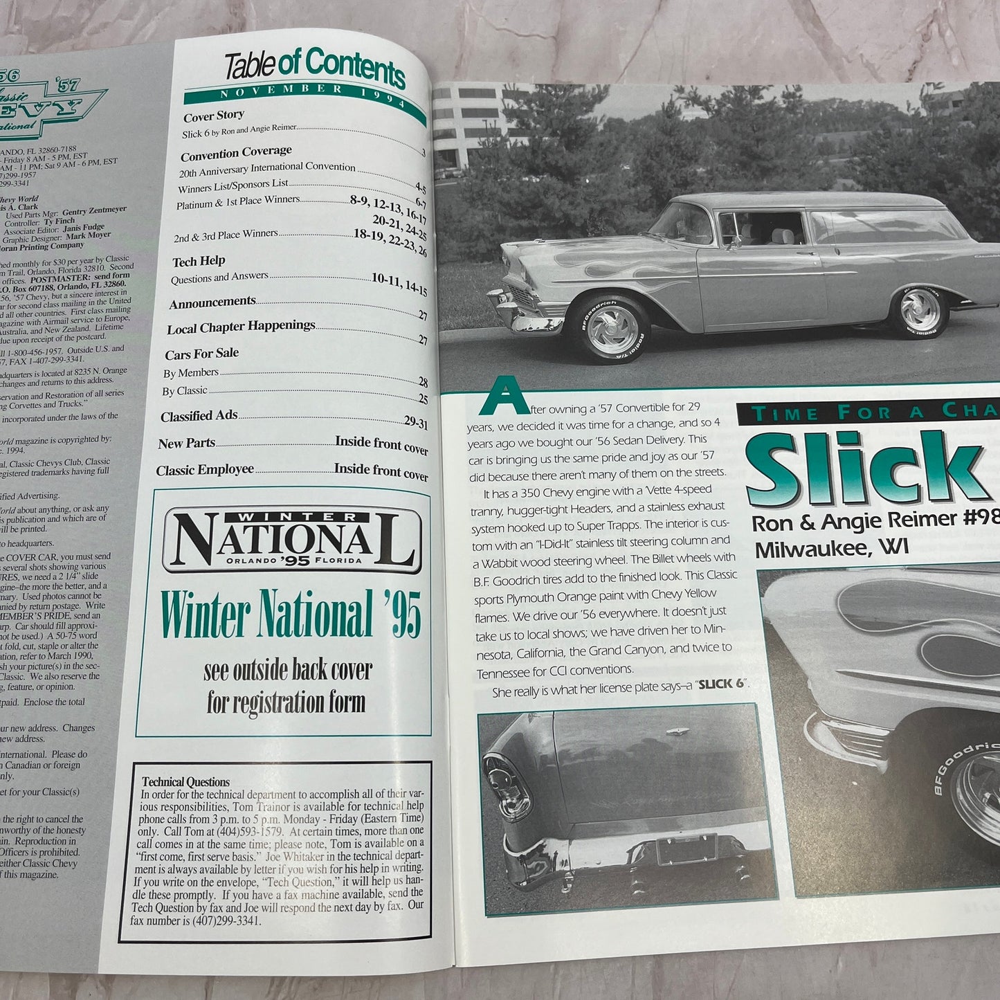 Ron Reimer Slick 6 - '55, '56, '57 Classic Chevy World Magazine - Nov 1994 M30