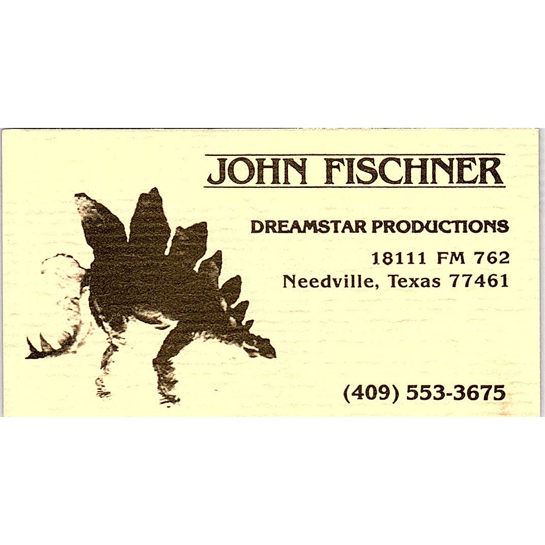 Dreamstar Productions John Fischner Needville TX Vintage Business Card SSB4-B12