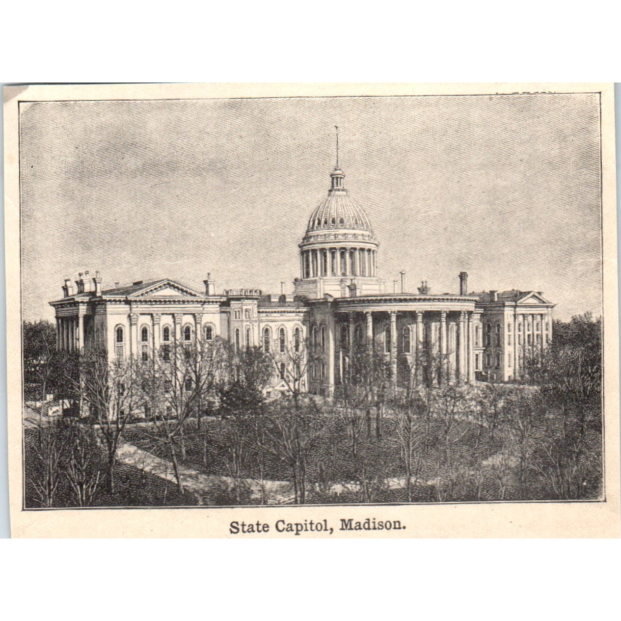 State Capitol in Madison Wisconsin 1901 Engraving AF2-A6