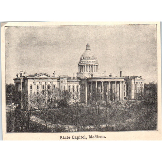 State Capitol in Madison Wisconsin 1901 Engraving AF2-A6