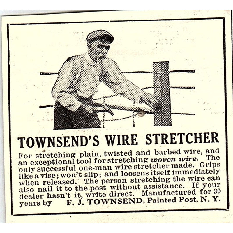 F.J. Townsend Wire Stretcher Painted Post NY 1924 Ad AG3-S17