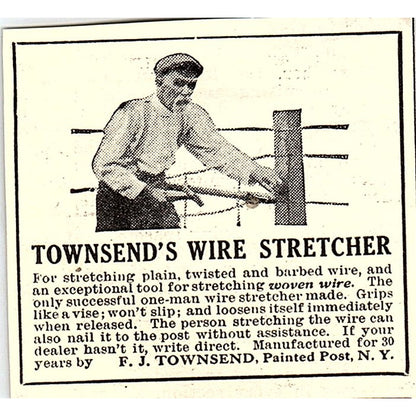 F.J. Townsend Wire Stretcher Painted Post NY 1924 Ad AG3-S17