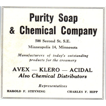 Purity Soap and Chemical Co Harold F. Stevning Charles F. Hipp 1953 Ad AE9-DC2