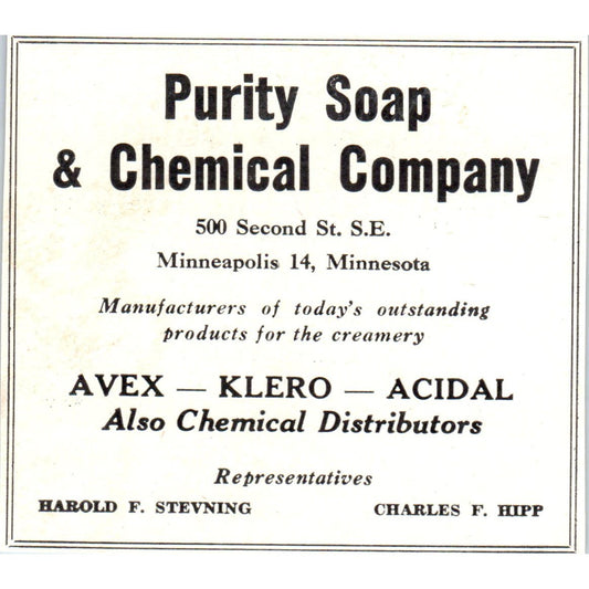 Purity Soap and Chemical Co Harold F. Stevning Charles F. Hipp 1953 Ad AE9-DC2