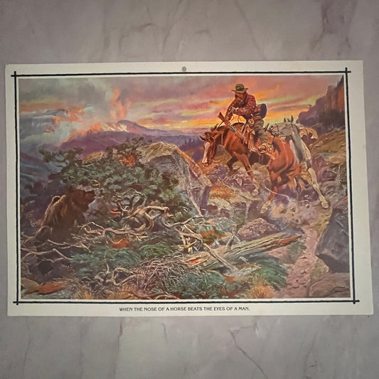 When The Nose of a Horse Beat the Eyes of a Man Western 7.75x11" Art Print V23