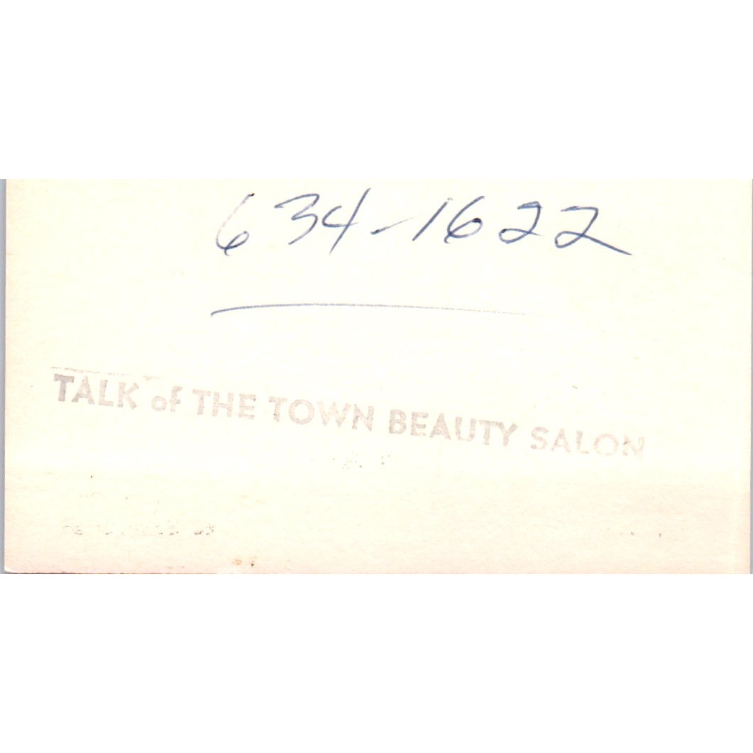 Talk of the Town Beauty Salon Long Beach Vintage Business Card SD8-B10
