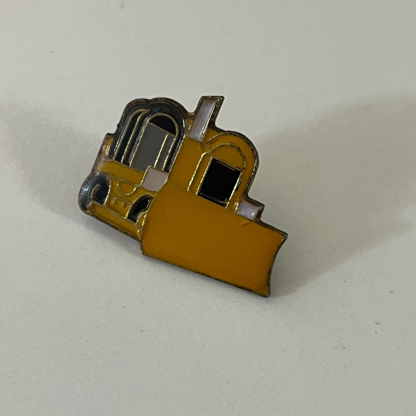 Bulldozer Construction Vintage Lapel Pin Enamel Pinback Button SE9