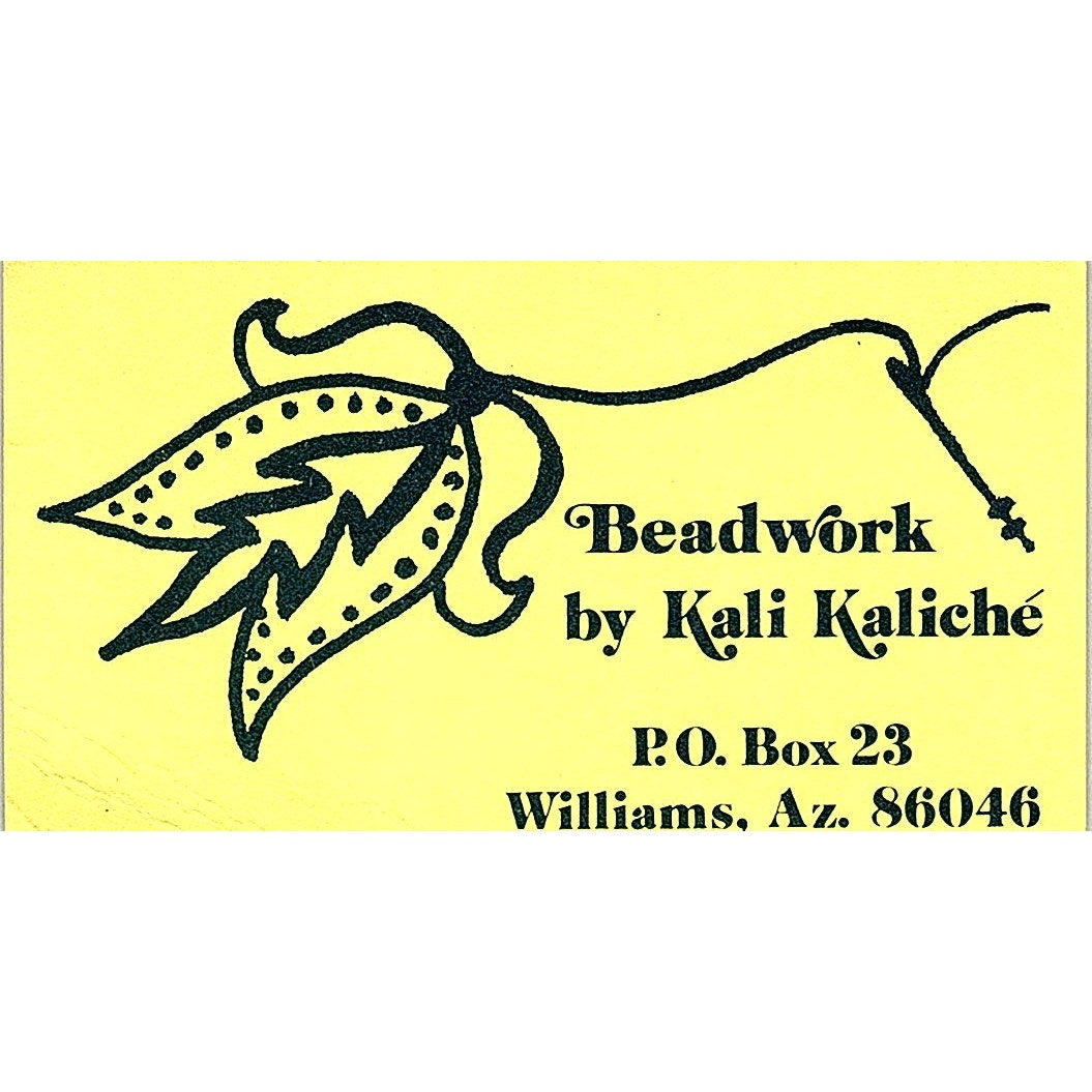 Beadwork by Kali Kaliche Williams Az Vintage Business Card SF3-B6