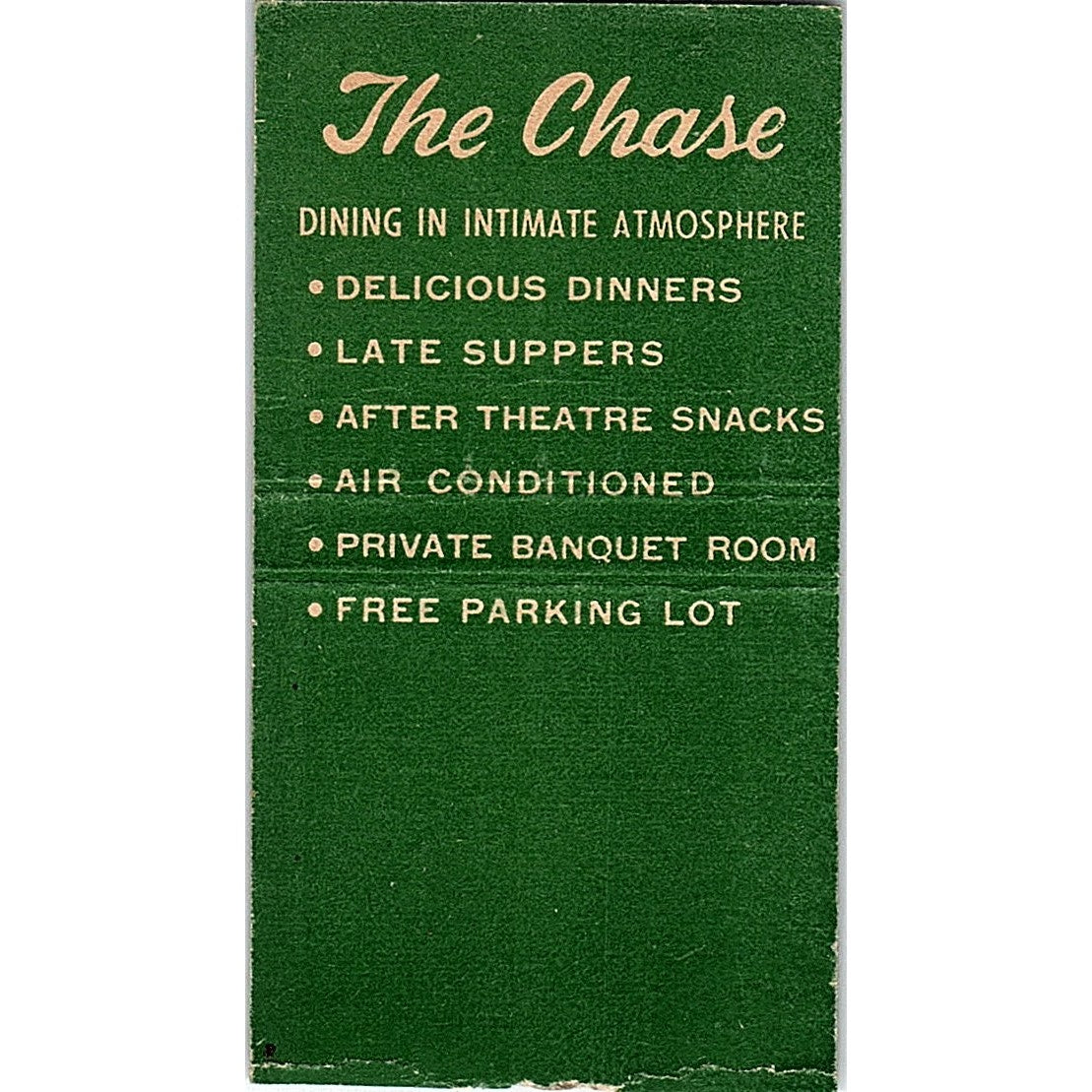 The Chase Restaurant N. Sheridan Chicago Vintage Matchbook Cover SC7-Y3
