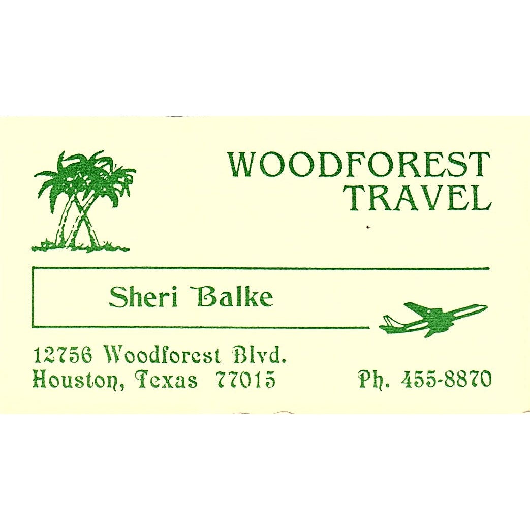 Woodforest Travel Sheri Balke Houston Texas Vintage Business Card SB4-B7