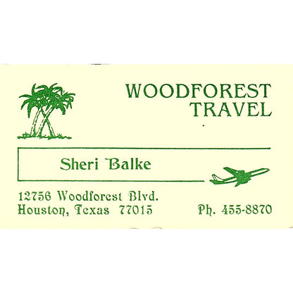 Woodforest Travel Sheri Balke Houston Texas Vintage Business Card SB4-B7