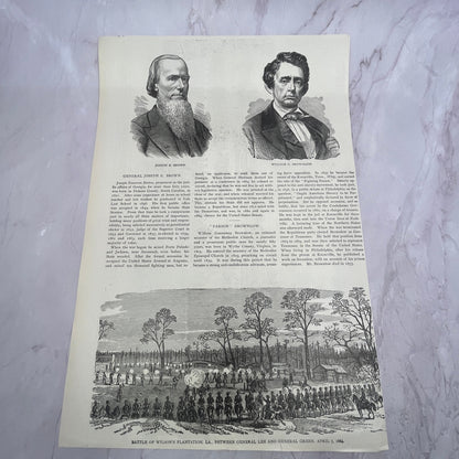 Battle of Pleasant Hill LA Gen Banks, Dick Taylor 1890s Engraving V14-6