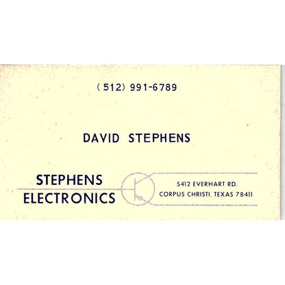 Stephens Electronics David Stephens Corpus Christi Texas Business Card SF3-B7