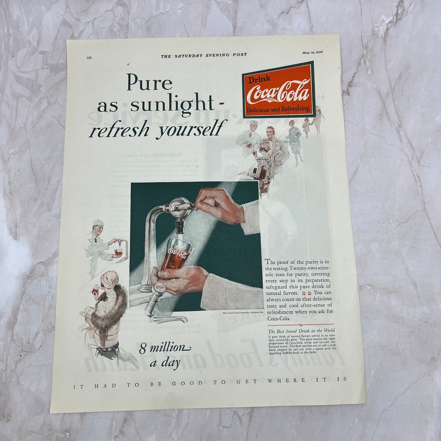 Coca-Cola Coke Pure Sunlight 1928 Original Magazine Advertisement FL6-8