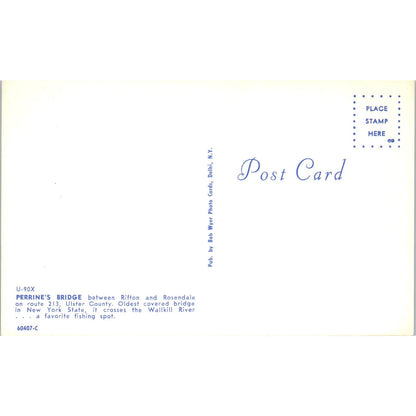 Perrine's Bridge Rifton Rosendale NY Vintage Covered Bridge Postcard PD6