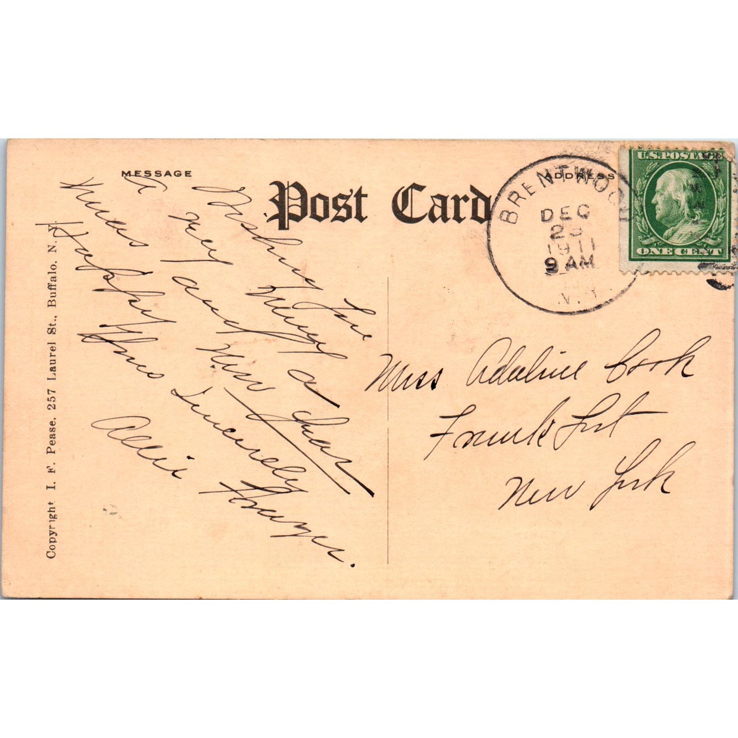 1911 New Year's Poem Dog Delivering Letter Original Postcard PC10
