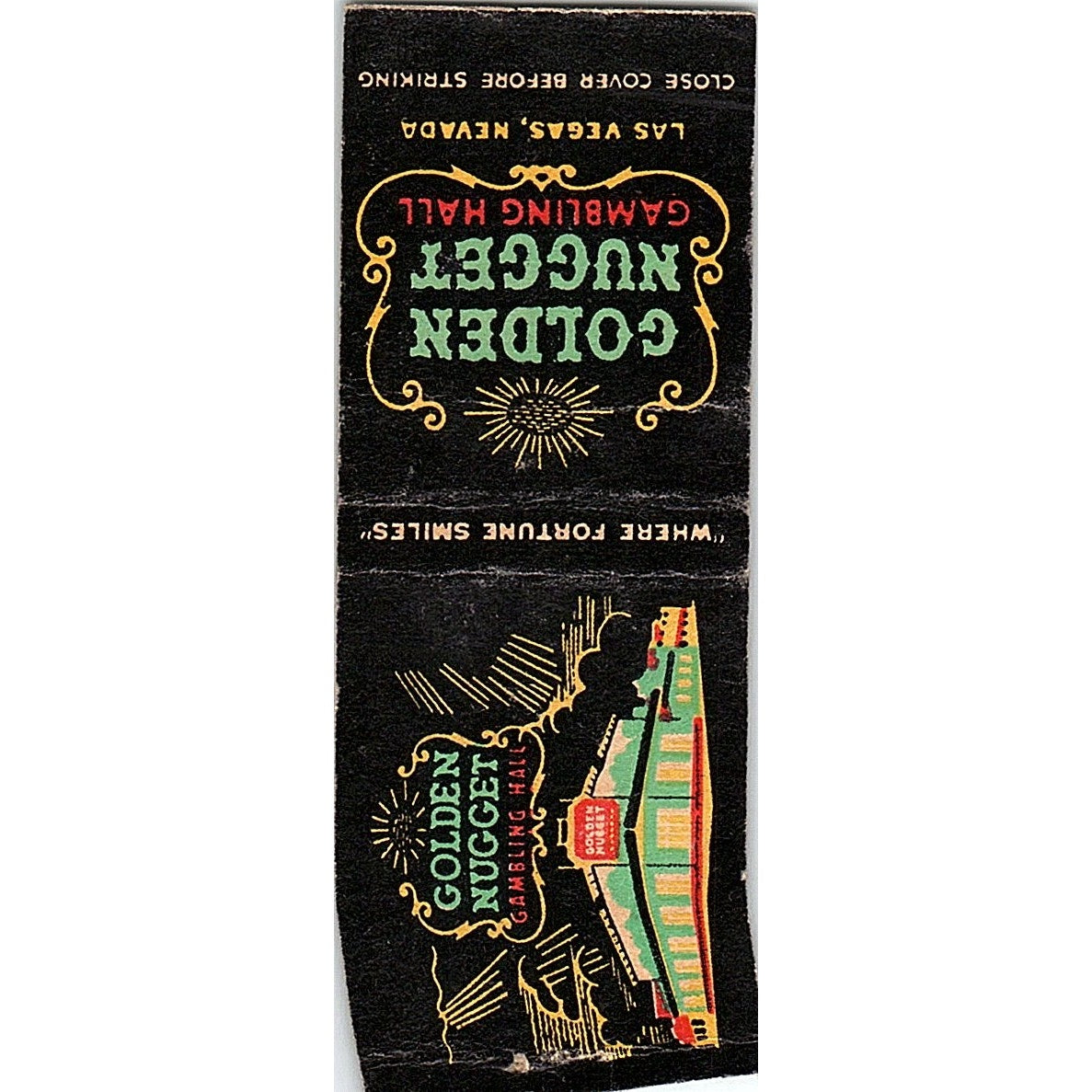 Golden Nugget Gambling Hall Las Vegas NV Vintage Matchbook Cover SE5-Y1