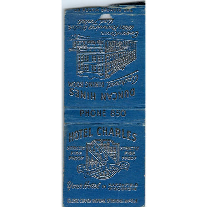 Hotel Charles Marshfield WI Duncan Hines Dining Room Vintage Matchbook SD2-Y13