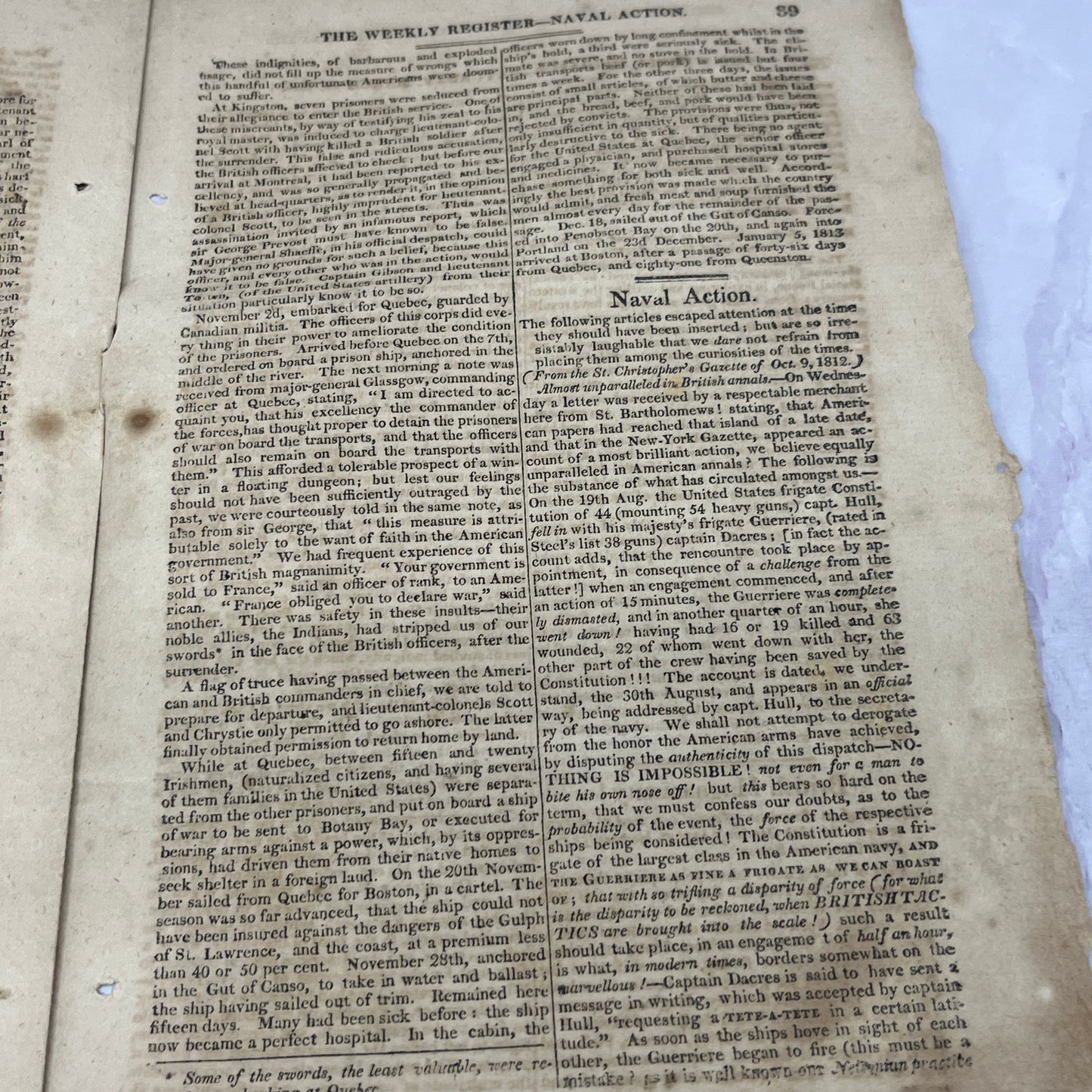 Baltimore Weekly Register Mar 1813 War of 1812 Biography of Daniel Boone AF9-11