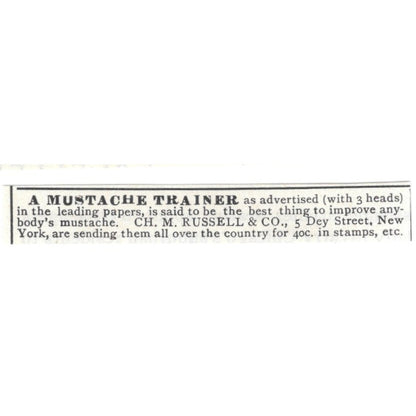 A Mustache Trainer Ch. M. Russell & Co NY 1892 Ad AG2-S24