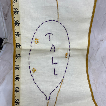 Vintage Handmade Embroidered Clown Child Growth Chart 45" TF5-L1
