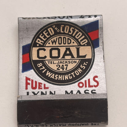 Reed & Costolo Coal Fuel Oils Lynn MA Noslate Coal Vtg Matchbook Cover TB8-MB2-7