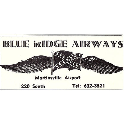 Blue Ridge Airways Martinsville Airport Martinsville VA 1960s Ad AG2-M4